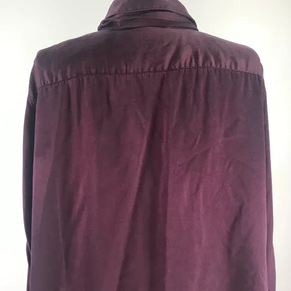 90's Vintage Ralph Lauren Eggplant Purple Silk Pussybow Button Up Blouse - Picture 10 of 12